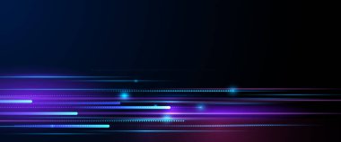Vektör soyut neon ışığı, uzayla desen çizgisi. Mor, mavi, yeşil ve değişken renk arkaplanı. Pankart için resimli grafik tasarımı, duvar kağıdı arka planı. Enerji dijital teknolojisi konsepti