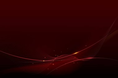 Çizim vektörü soyut dalga, akış çizgisi, hareket deseni ve kırmızı zemin üzerindeki parçacık noktası. Arka plan için modern fütürist, büyük veri tasarımı. Dijital veri, yüksek teknoloji, teknoloji kavramı