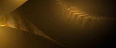 Resmetme vektörü soyut dalga, akış çizgisi, hareket deseni ve altın rengi arka plandaki parçacık noktası. Arka plan için modern fütürist, büyük veri tasarımı. Dijital veri, yüksek teknoloji, teknoloji kavramı