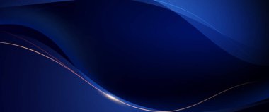 Vektör soyut, mavi-siyah arkaplan, lüks dalga altın çizgisi deseni, davetiye için modern grafik tasarımı, premium, Vip şablonu, iş afişi veya fütüristik teknoloji arka planı