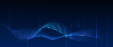 Vektör soyut dinamiği, dalga akış ağ parçacıkları. İllüstrasyon fütüristik, ağ teknolojisi geçmişi. Pankart için, duvar kağıdı için dizayn. Fütürist, dijital veri ağı ve bilim konsepti