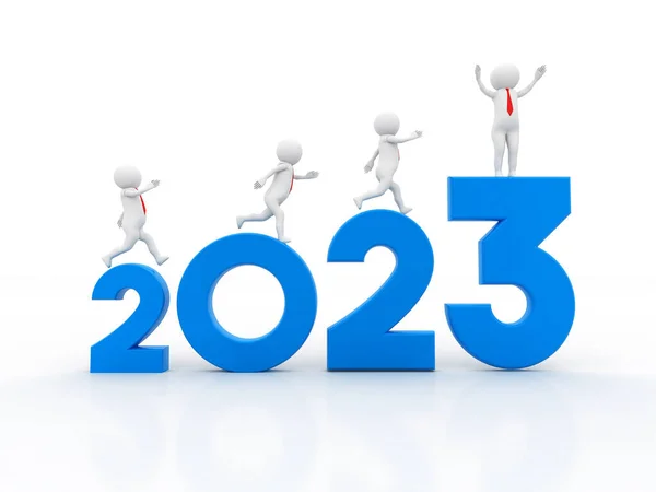 Felice Anno Nuovo 2023 Con Business People Successo Sfondo Bianco — Foto Stock