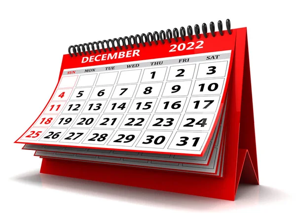 Desktop Kalender Dezember 2022 Isoliert Auf Weißem Hintergrund Dezember 2022 — Stockfoto