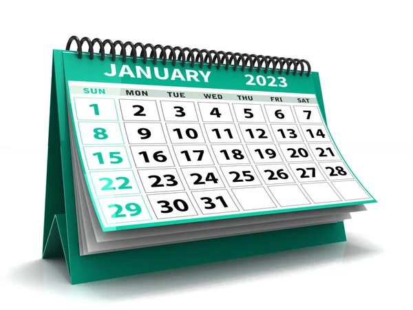 Desktop Kalender Januar 2023 Isoliert Auf Weißem Hintergrund Januar 2023 — Stockfoto