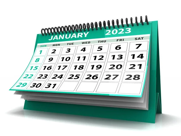 Desktop Kalender Januar 2023 Isoliert Auf Weißem Hintergrund Januar 2023 — Stockfoto