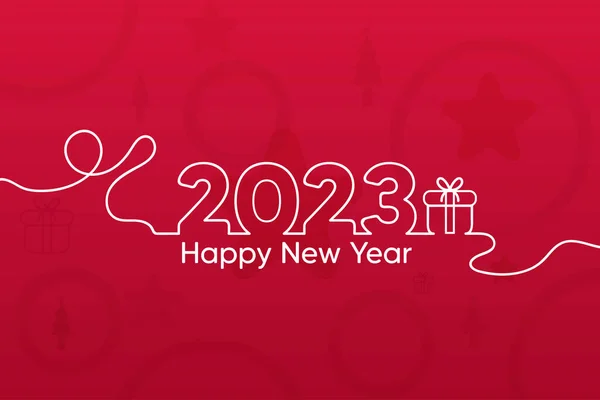 2023 Nouvel Conception Ligne Sur Fond Rouge Nouvel 2023 Salutation — Image vectorielle