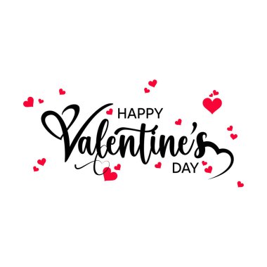 Sevgililer Günü geçmişi, kalp deseni ve mutlu sevgililer günü metninin tipografisi. Vektör çizimi. Duvar kağıtları, el ilanları, davetiyeler, posterler, broşürler, afişler..