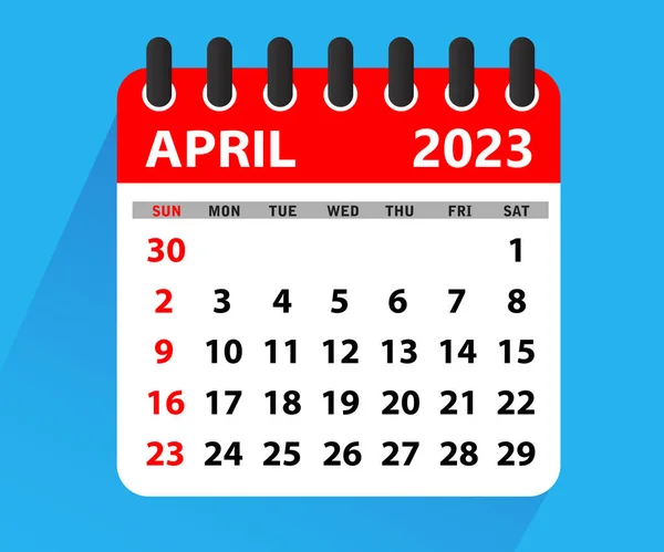 2023年4月历叶 2023年历采用平板式 2023年4月 壁头日历向量模板 简单最小设计 矢量说明 — 图库矢量图片