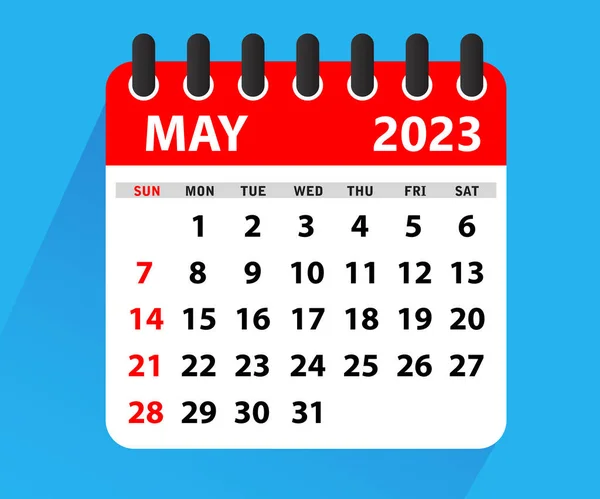 2023年5月 2023年历采用平板式 2023年5月 壁头日历向量模板 简单最小设计 矢量说明 — 图库矢量图片