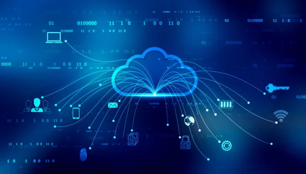 Koncepcja Chmury Obliczeniowej Tle Cyberbezpieczeństwo Przyszłe Technologie Cyfrowe Połączenia Sieciowe — Zdjęcie stockowe
