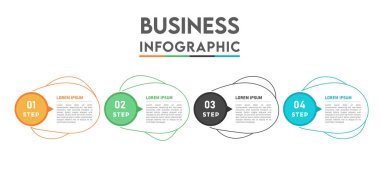 Business Infographic tasarım şablonu 4 seçenek veya adımla. İşlem şeması, sunumlar, iş akışı düzeni, afiş, akış şeması, bilgi grafiği için kullanılabilir. Vektör illüstrasyonu