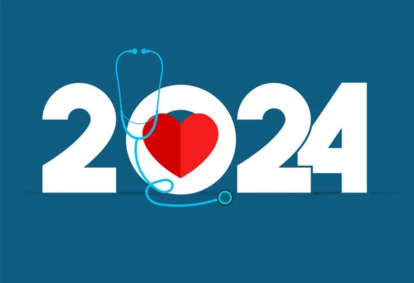 2024 Nowy Rok Koncepcja Opieki Zdrowotnej Zdrowy Nowy Rok Twórczy — Wektor stockowy