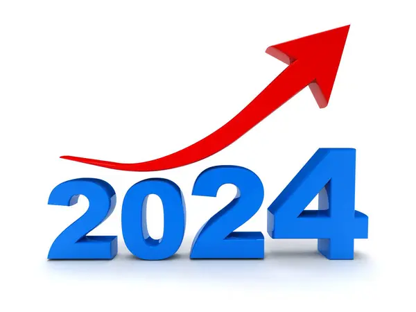 Новым 2024 Годом Стрелкой Белом Фоне 2024 Годом Бизнес Целью — стоковое фото