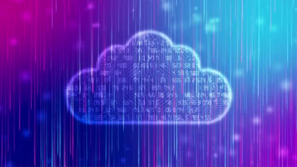 Cloud Computing Icoon Met Vloeiende Data Cloud Storage Data Upload — Stockvideo