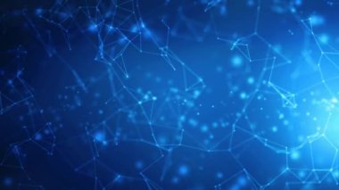 Mavi ağ bağlantı yapısı. Plexus soyut dijital bağlantı nokta ve çizgileri hareket ettiriyor. Teknoloji geçmişi. Ağ bağlantısı yapısı. 4K Çözünürlük Canlandırma Videosu