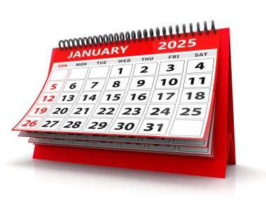 Masaüstü Takvimi Ocak 2025, Ocak 2025 Sabit, pilot, afiş arkaplan için kullanılabilir. 3d hazırlayıcı