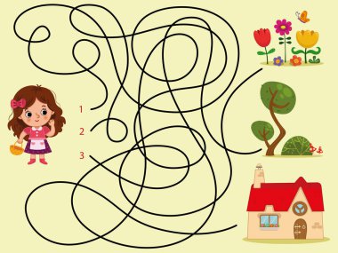 Kızın ev vektör çocuklarını bulmasına yardım edebilir misin??