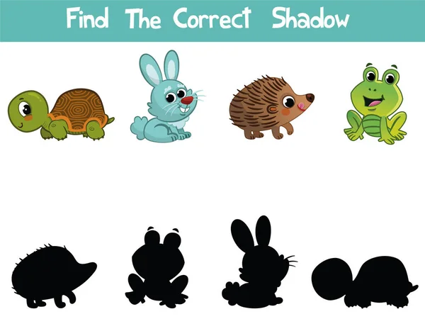 Βρες Σωστή Σκιά Εκπαιδευτικό Παιχνίδι Για Παιδιά Εικονογραφήσεις Διανυσμάτων Για — Διανυσματικό Αρχείο