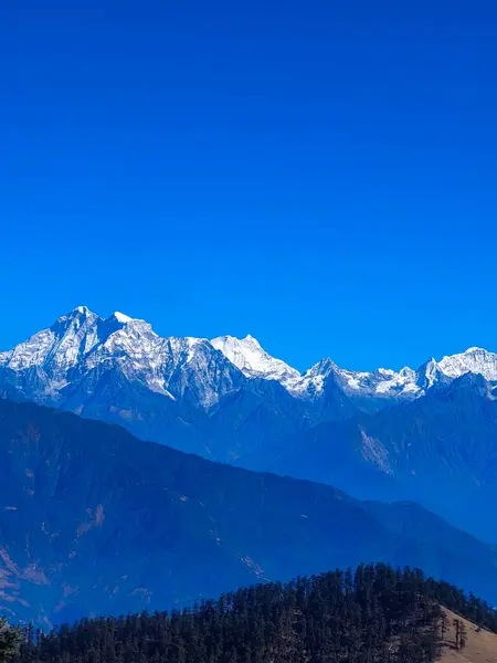 Increíble Vista Una Cordillera Del Himalaya Desde Cima Una Montaña — Foto de Stock