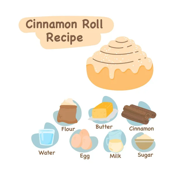 Cinnamon Roll Illustration Recipe Concept — Stock Vector