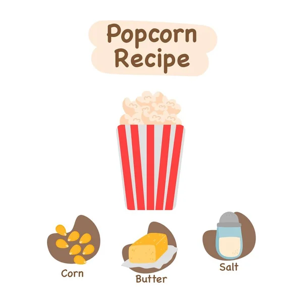 Popcorn Illustratie Recept Concept — Stockvector