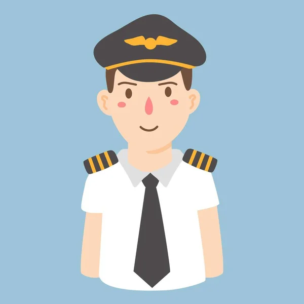 Hand Drawn Professional Airplane Pilot — Stock Vector