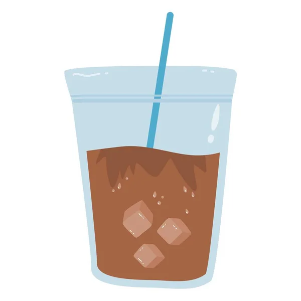 Plastic Cup Tea Ice Cubes Sweet — Stock Vector