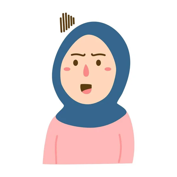 Roztomilý Hidžáb Dívka Různým Výrazem — Stockový vektor