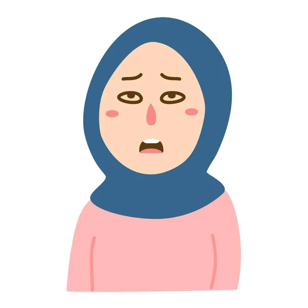 Menina Muçulmana Expressão Triste — Vetor de Stock