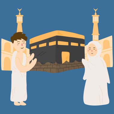 Kabe Mekke 'de, Suudi Arabistan' da Müslüman insanlarla.