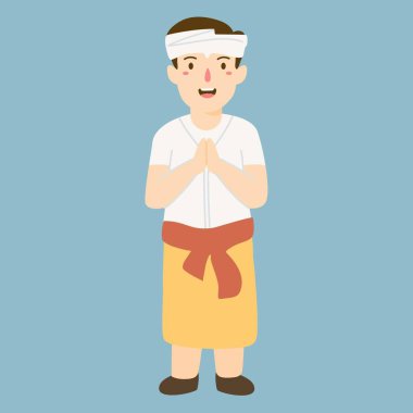 El çizimi hari raya nyepi illüstrasyonu