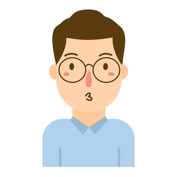 Mão Desenhado Homem Rosto Emoji Beijo — Vetor de Stock