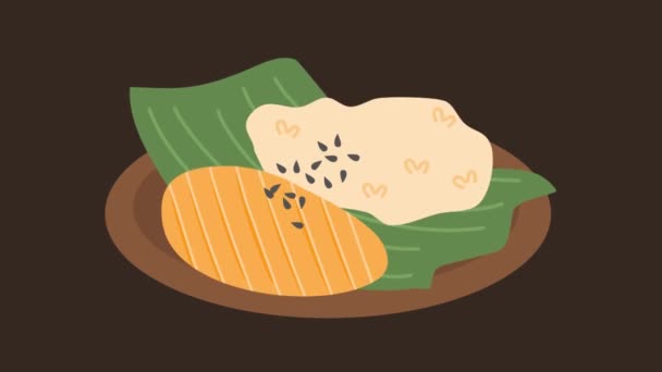 Animazione Mango Riso Appiccicoso Thai Dessert — Video Stock