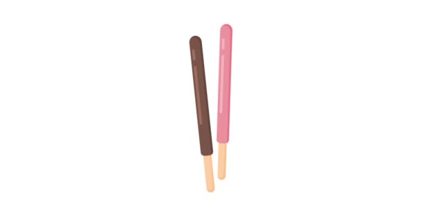 Animation Kex Stick Choklad Och Jordgubbar — Stockvideo