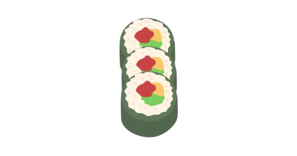 Koreański Jedzenie Kimbap Bibibimbap Animacja — Wideo stockowe