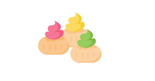 Animação Gema Rosa Biscoitos Colorido Açúcar Confeiteiro — Vídeo de Stock