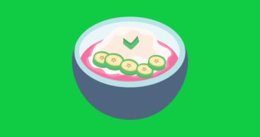 Animasyon es pisang ijo - Yeşil muz buzlu çilek sosu