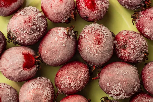 Red Berries Hawthorn Frosted Plate — Stock Photo, Image