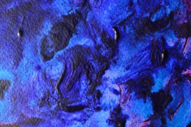 Akrilik, boya, soyut. Yakın plan. Kağıt üzerinde gerçek akrilik boya dokusu. Sıvı boya damlaları.