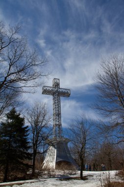 Jacques Cartier Cross, Kanada 'nın Quebec kentindeki Montreal Dağı' nda, 1924 'ün sonlarında karlı ve çıplak ağaçlarla inşa edilmiş.