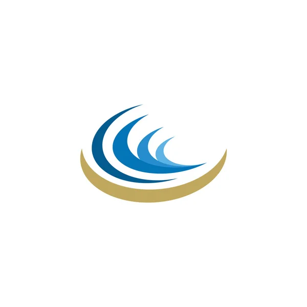 Plaża Woda Fale Logo Ikona Wektor Projekt — Wektor stockowy