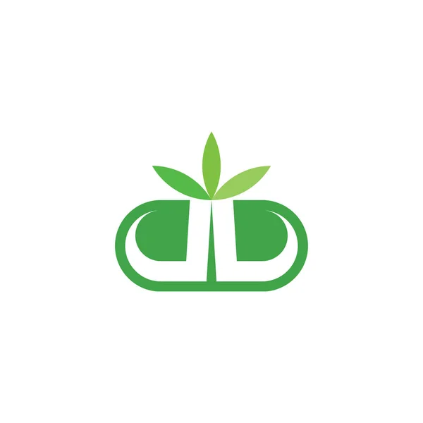 Bio Bitkisel Hap Kapsülü Organik Logo Ikonu Vektörü — Stok Vektör