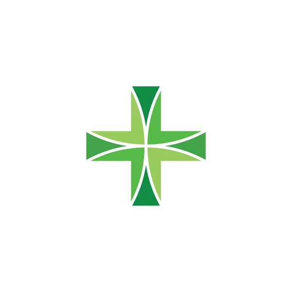 Sinal Símbolo Saúde Ícone Logotipo Cruz Verde —  Vetores de Stock
