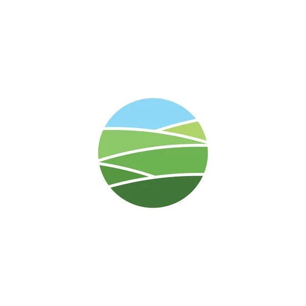 Πράσινο Πεδίο Αγρόκτημα Εικονίδιο Λογότυπο Διάνυσμα Σχεδιασμό — Διανυσματικό Αρχείο