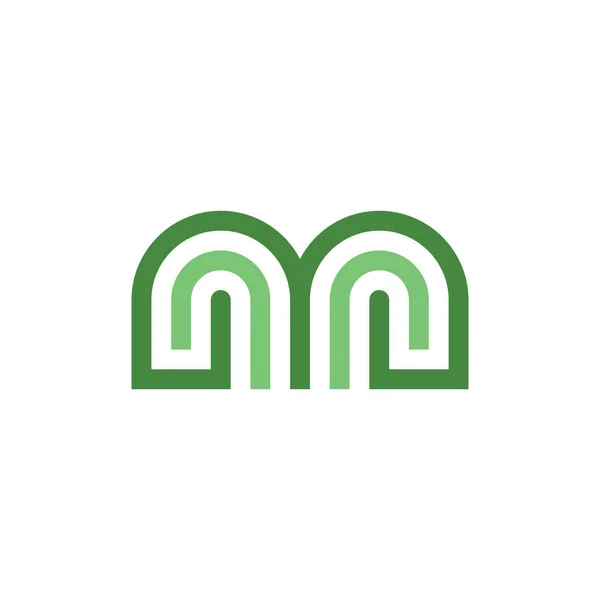 緑の幾何学的文字Mロゴベクトルアイコンデザイン — ストックベクタ
