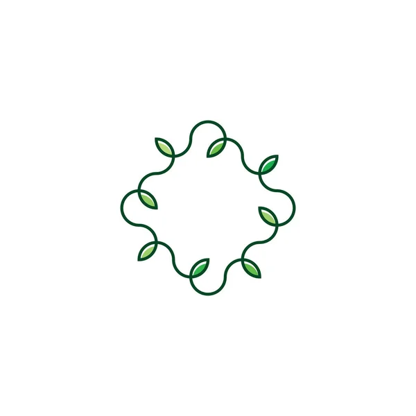 Yeşil Yapraklar Çerçeve Biyolojik Organik Logo Ikonu Vektörü — Stok Vektör
