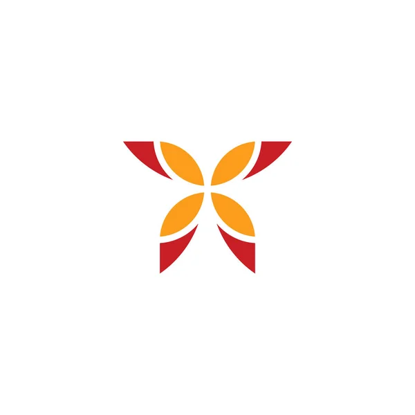 赤い黄色の蝶のロゴのアイコンデザイン — ストックベクタ