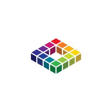 colorful cubes logo icon design element