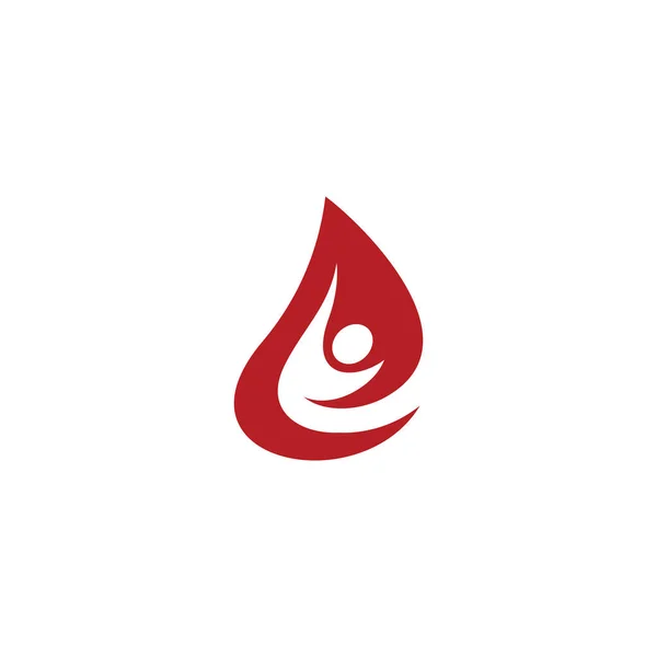 Blodgivare Man Droppe Logotyp Transfusion Ikon Vektor Design — Stock vektor