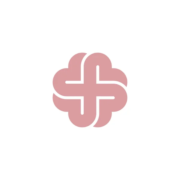 Cervello Croce Neurologia Psichiatria Logo Disegno Vettoriale — Vettoriale Stock